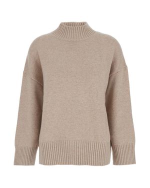 Le Plain Cashmere Turtleneck Sweater With Dropped Shoulders And Ribbed Trim - Natural