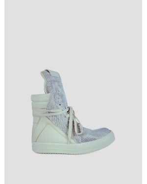 Rick Owens Python Leather Geobasket Sneaker - Blue