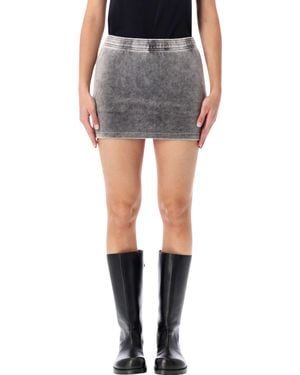 T By Alexander Wang Washed Mid-Rise Mini Skort With Embossed Logo - Gray