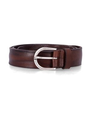 Mancini 1979 Leather Belt With-Tone Buckle - Brown