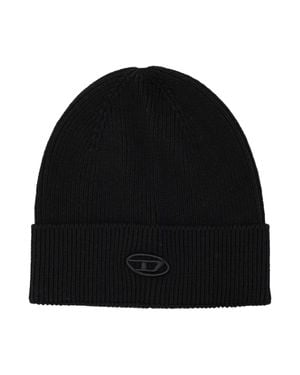 DIESEL Ribbed Knit Beanie - Black