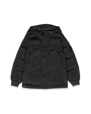 Stone Island Mini Down Jacket With Side Logo Patch - Black