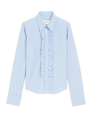 Ami Paris Fitted Cotton Jabot Shirt For - Blue