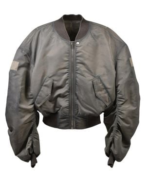 Rick Owens Tailored Padded Coat With Wool Trim - Gray