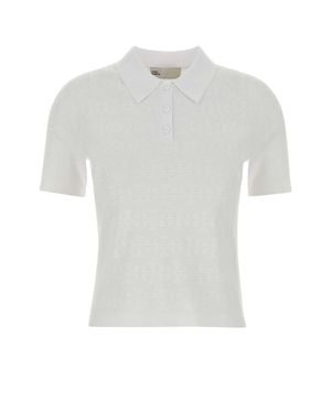 Tory Burch Pointelle Viscose Polo - White