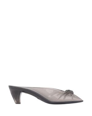 Chloé Gathered Bow Clog With Curved Spool Heel - Gray