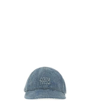 Miu Miu Miu Mini Denim Baseball Cap - Blue