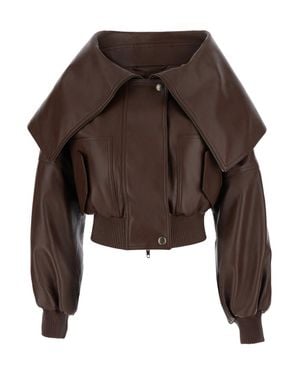 Balenciaga Wrap Collar Blouson - Brown