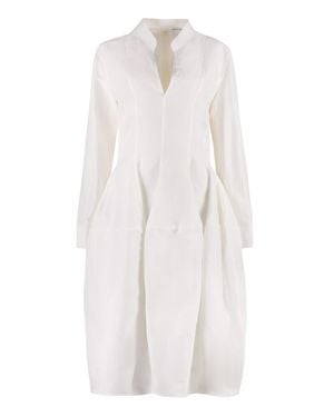 Bottega Veneta Long Sleeve Mini Shirt Dress - White