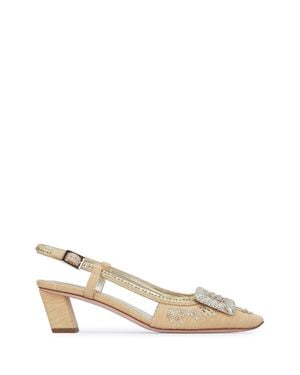 Roger Vivier Ramage Slingback Pumps With Decorative Heel Detail - Natural