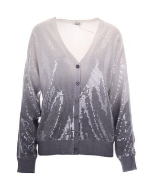 Liu Jo Shaded Sequin Viscose-Blend Cardigan - Gray