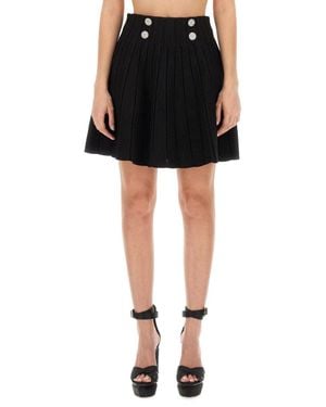 Balmain Mini Skater Skirt - Black