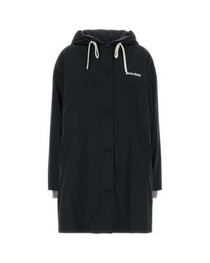 Miu Miu Polyester Blend Parka - Black