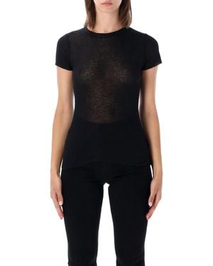 James Perse Sheer Ribbed Slim-Fit Crewneck T-Shirt - Black