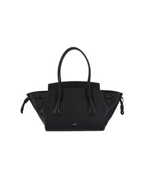 Jil Sander Leather Bag With Juta & Cotton Lining - Black