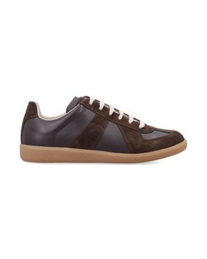 Maison Margiela Replica Low-Top Leather And Suede Sneaker Sneakers With Numbered Tongue Patch - Brown
