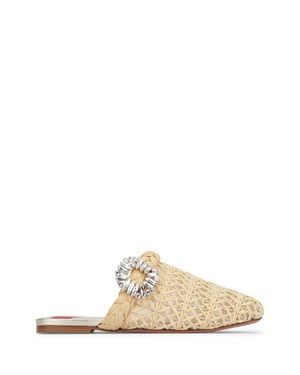 Roger Vivier Bab Viv Strass Buc Raffia Sling - White