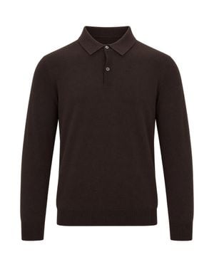 Ballantyne Long-Sleeve Knit Polo Shirt - Brown