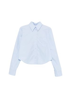 Sportmax Cotton Cropped Shirt With Pleated Back - Blue