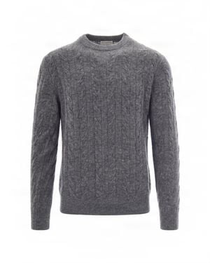Ballantyne Cable-Knit Crewneck Sweater - Gray