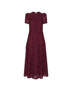 ROTATE BIRGER CHRISTENSEN Mini Round Neck Dress With Puffed Sleeves - Purple
