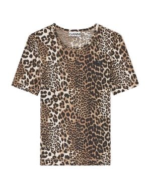 Ganni T-Shirt With Animal Print - White