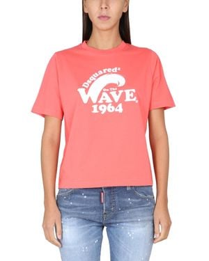 DSquared² Relaxed Fit T-Shirt With Playful Logo Print - Red