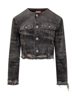 DIESEL Stylish Blazer With Unique Textured Design - Black