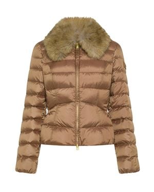 Peuterey Quilted Puffer Jacket With Fur Collar - Natural