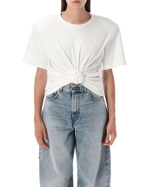 Magda Butrym Knotted Ribbed T-Shirt - Blue
