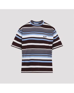 Prada Striped Crew-Neck Cotton Sweater - Blue