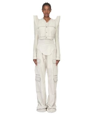 Rick Owens Mini Cargo Short With Drawstring Waistband - White