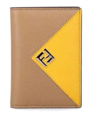 Fendi Lui Full-Grain Leather Bi-Fold Card Holder With Ff Metal Logo - Multicolor