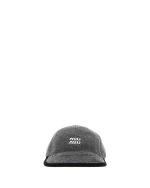 Miu Miu Flannel Baseball Cap - Gray
