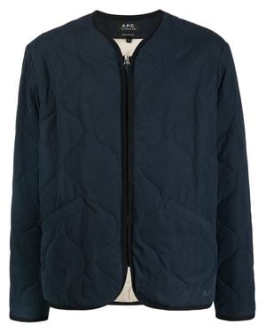 A.P.C. A. P.C. Quilted Front-Zip Jacket - Blue