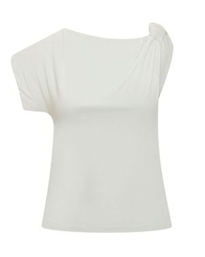 Pinko Draped Mini Top With Paint Splatter Design - White