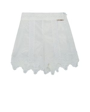 Twinset Lace Trim Shorts For Kids - White