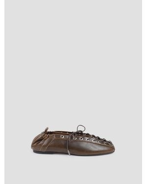 Ganni Classic Ballerina Flats - Green