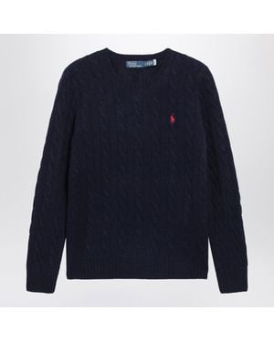 Polo Ralph Lauren Ribbed Crewneck Cable-Knit Wool & Cashmere Sweater - Blue
