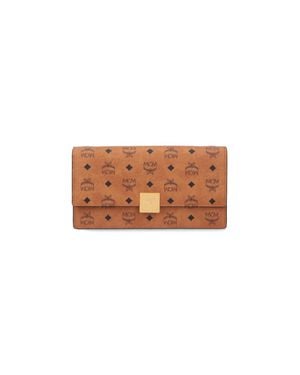 MCM Cowhide Wallet With Polyurethane & Cotton Blend - White