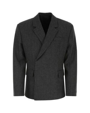 Prada Melange Dark Wool Blazer - Black