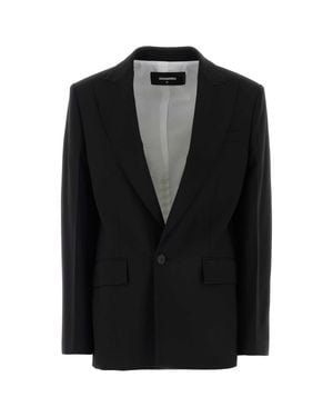 DSquared² Solid Shawl Lapel Jacket - Black