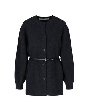 Alexander Wang Belted Wool Blend Cardigan - Blue
