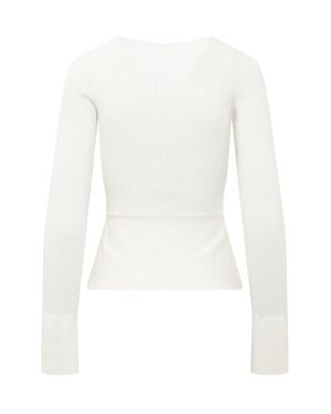 ANDREADAMO Chic Stretch Fabric Top - White