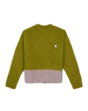 Brain Dead Intarsia Motif Crew Neck Sweater With Long Sleeves - Green