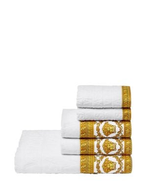 Versace Set Of Baroque Print Towels - White