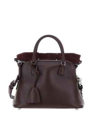 Maison Margiela Leather Handbag With Adjustable & Removable Strap, Double Zip Closure, 35X26X17 Cm - Brown