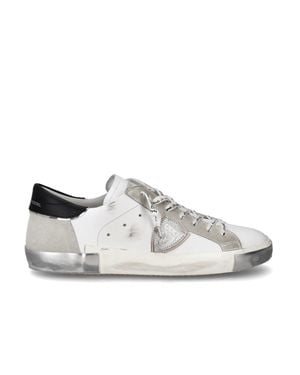 Philippe Model Low-Top Leather Sneakers With Suede Overlays - White
