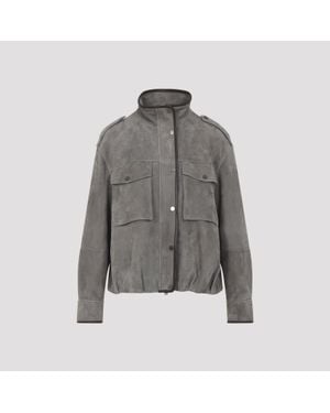 Brunello Cucinelli Leather Jacket - Gray