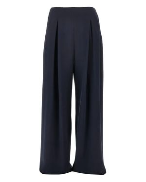 Max Mara Pure Silk Palude Pants With Front Pleats And Pockets - Blue